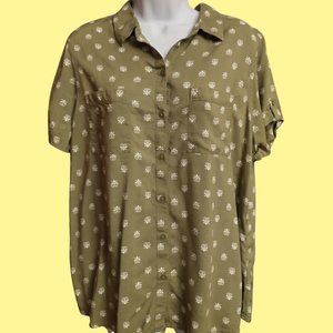 Short Sleeve Button Down Blouse